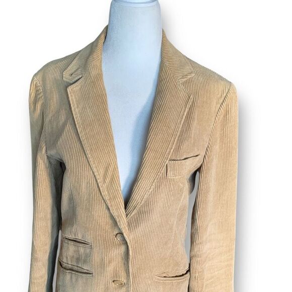 Vintage 80s Beige Tailored Corduroy Blazer Jacket Academia Preppy 10 - Picture 4 of 10